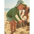 thumbnail image 2 of BemeyourBBs Toddler Baby Boy 2 Piece Swimsuit with Sun Hat Infant Boys Bathing Suit Swimwear UPF 50+ Long Sleeve Rash Guard Swiming Tops and Plaid Swim Trunks Shorts Set Summer Pool Beachwear, 2 of 9
