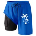 thumbnail image 3 of Workout Shorts Men Swim Trunks Compresssion Liner Inseam Board Shorts Bathing Suit With Pockets Gym Shorts Men Blue S, 3 of 4