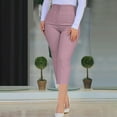 thumbnail image 2 of Stamzod Work Pants Women Clothing Summer Solid Color Slim Fitting Cropped Pants with Pocket Casual Oversized High Waistd Capri Pants for Women Pink XL, 2 of 6