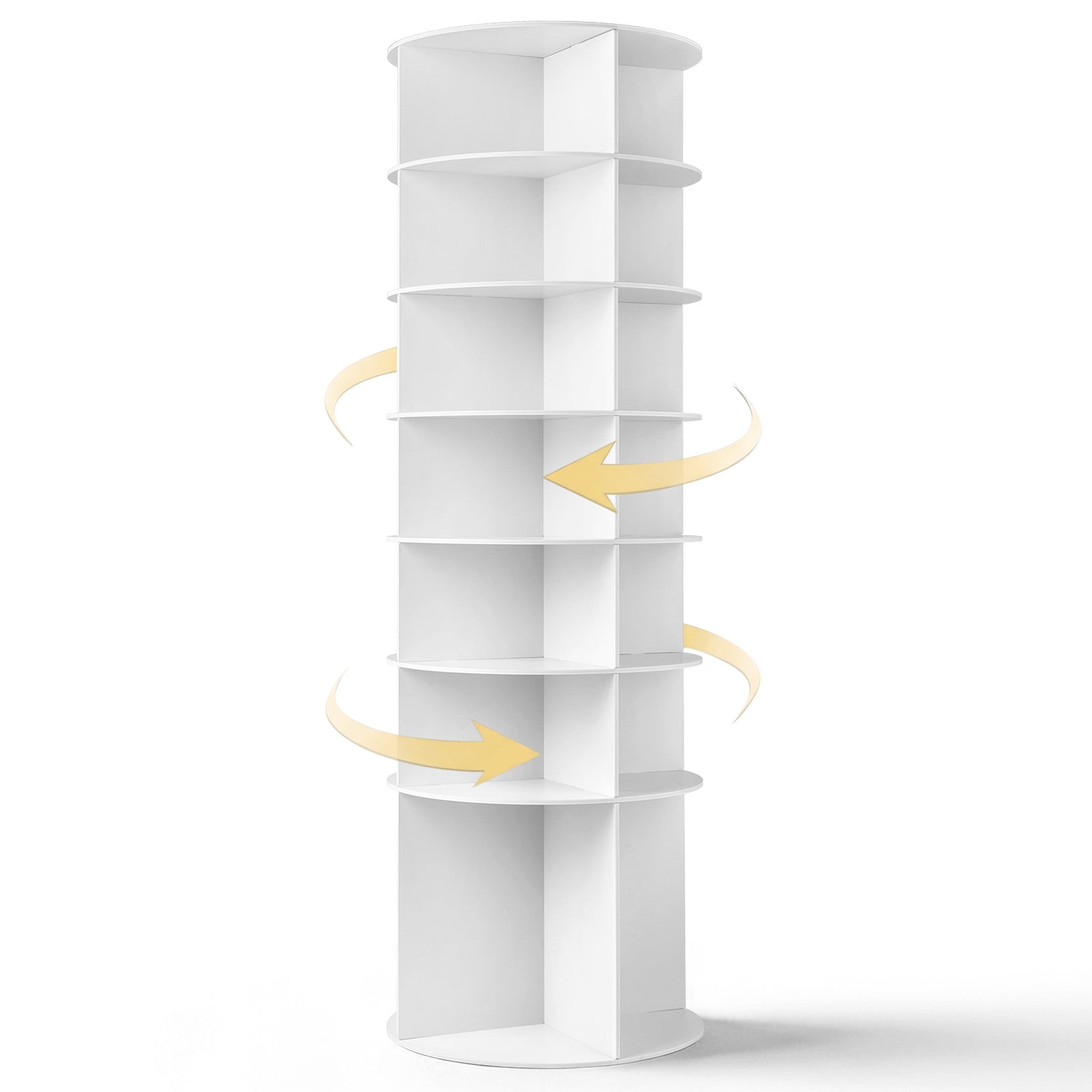Ktaxon 7-Tier Rotating Shoe Rack Tower,  Free Standing 360° Revolving  Organizer, 28 Pairs of Shoes/ Bag, White