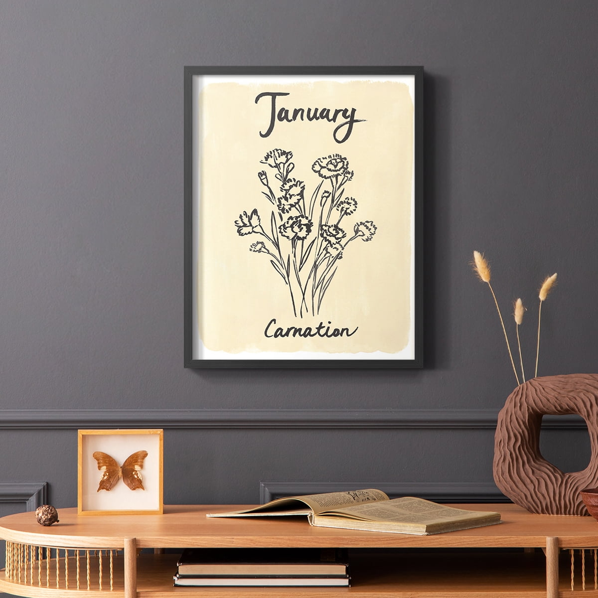Birth Month I Framed Print in Black Solid Wood Framed Print No Nail Hanging