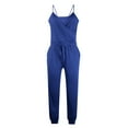 thumbnail image 2 of Aayomet Dressy Jumpsuits For Women Womens Casual Loose Sleeveless Spaghetti Strap Wide Leg Pants Jumpsuit Rompers,Blue M, 2 of 4