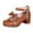 AB107 Brown, variant on Teen Girl Leather Sandals Solid Color Close Toe Soft Soles Mid Heel Sandals Stylish Comfort Fit Big Girls Spring Summer Party Dress Shoes Brown Size 12-12.5 Years