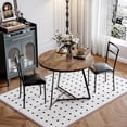 thumbnail image 3 of Compact Round Dining Table Set for 2 with Upholstered Chairs and Steel Frame, for Small Spaces, 3 of 8