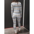 thumbnail image 6 of KelaJuan Women's Christmas Jumpsuit Pajama Long Sleeve V Neck Snowflake Plaid Print Sleepwear, 6 of 6
