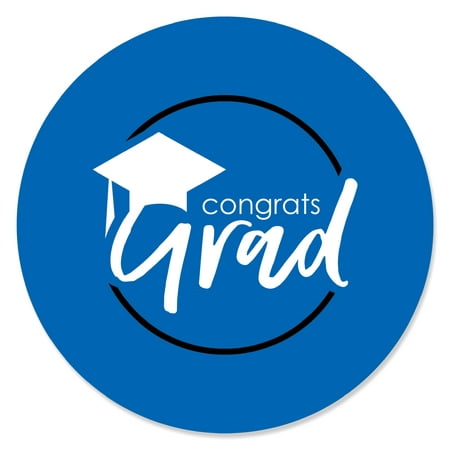 Blue Grad - Best is Yet to Come - Royal Blue Graduation Party Circle Sticker Labels - 24