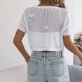 thumbnail image 6 of Cardigan for Women Open Work Crochet Knit V Neck Short Sleeve Front Tie Cropped Bolero Shrug Lightweight Breathable Summer Layering Top, 6 of 8