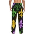 thumbnail image 3 of Goofa Mardi Gras1 Printed Soft Pajama Pants for Men, Wide Leg Comfy Casual Lounge Yoga Pants-Small, 3 of 9