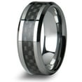 thumbnail image 2 of Tungsten Wedding Band Ring 8mm Men's Engagement Silver with Black Carbon Fiber, 2 of 4
