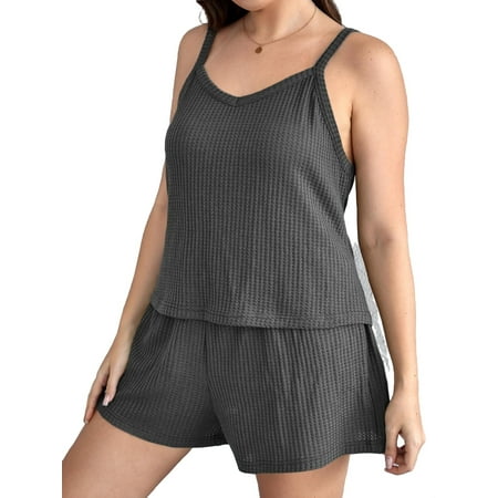

Solid Cami Short Sets Sleeveless Grey Plus Pajama Sets (Women s)