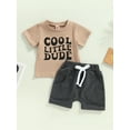 thumbnail image 2 of Genuiskids Toddler Boys Summer Outfits 3M 6M 12M 18M 2T 3T Infant Clothes Short Sleeve T-shirt Tops Drawstring Shorts Kids Casual Father's Day Outfits, 2 of 9