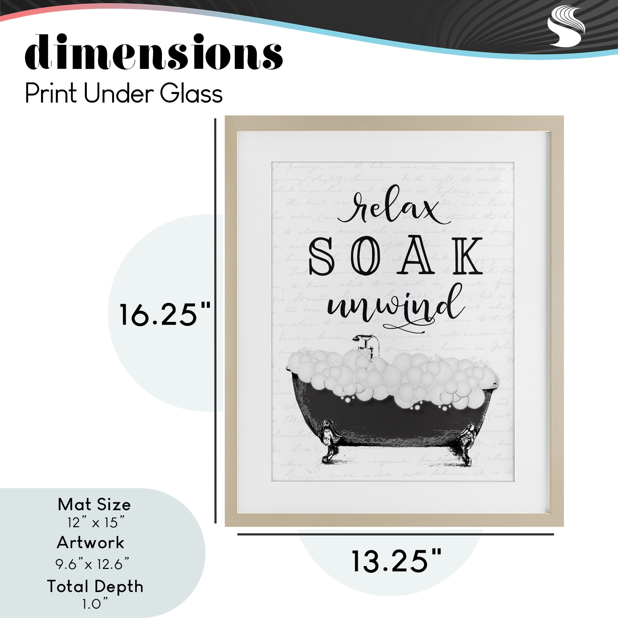 Soak Unwind Bubble Bath Birch Framed Print Under Glass, design by Lettered and Lined