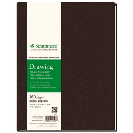 UPC: 0012017465086 | Strathmore Hardbound Drawing Art Journal  400 Series  Recycled  8.5  x 11  160 Pages -80 lb. (130 gsm) Hard Bound