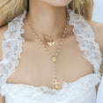 thumbnail image 4 of Collier à Franges Vintage Ange Géométrique Rond avec Breloque, Licou, Perles 100 % Naturelles et Croisillons, 4 of 5