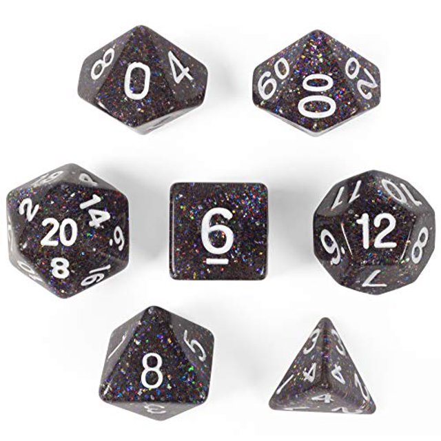 Sparklier Vomit juego completo de 7 edición de dados poliédricos con purpurina premium con más destellos: compatible con la mayoría de los juegos de mesa RPg, viene con una caja de presentación transp Wiz Dice 193206005822