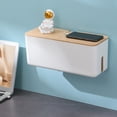 thumbnail image 4 of Cable Management Box Plastic Wall Mounted Self-Adhesive Power Storage Tray Wall Mounted Cord Organizer Under Desk Storage Tray Home Decor, White, 4 of 9