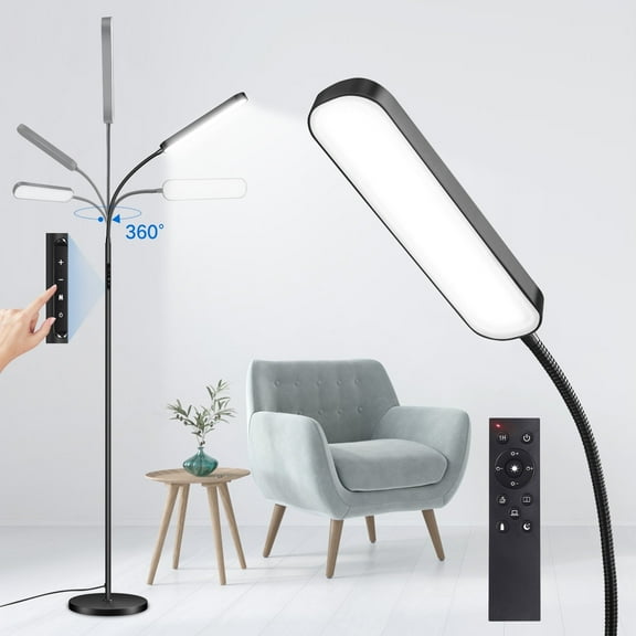 OUTON LED Floor Lamp for Living Room, Dimmable Reading Lamp with Remote and Touch Control, 4 Color Temperature Standing Lamp for Bedroom Office Piano