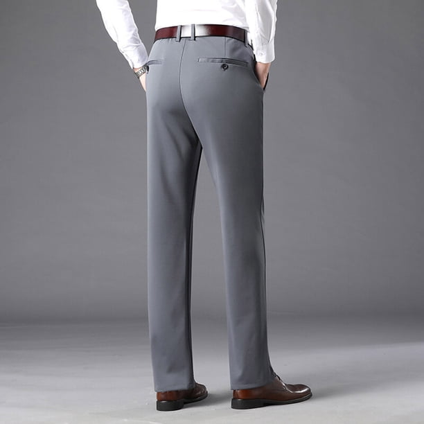 Mens Business Casual Pants Solid Color Stretch Wrinkle Resistant