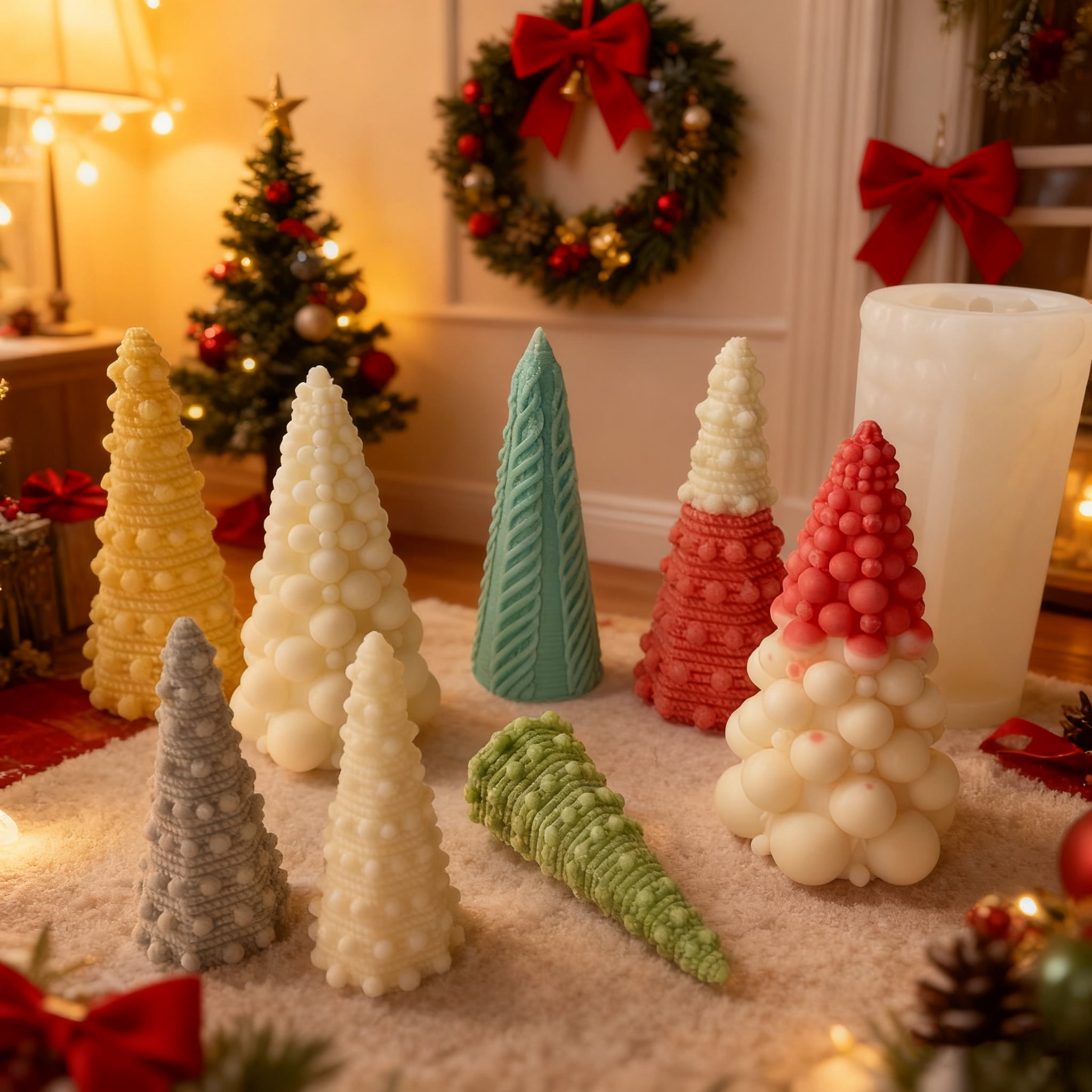 JDH Christmas Mold 3D Christmas Tree Silicone Aromatherapy Candle Mold for Candle Making, Xmas Pine Tree Silicone Soap Molds DIY Cake Decorating Candle Making Supplies
