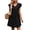 Black, variant on Summer Women's Short Sleeve Mini A-Line Dress Solid Color V Neck Loose A Line Out Wear