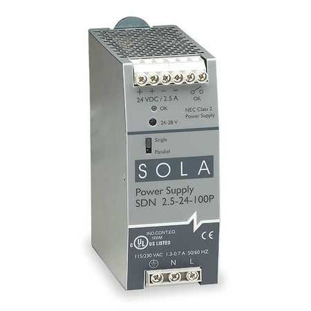 Hevi Metal - SOLA/HEVI-DUTY SDN2.5-24-100P DC Power Supply,24VDC,2.5A,47-63Hz