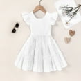 thumbnail image 5 of Glisme Summer Dress For Girls Casual A Line Sundress With Elastic Waist For Outdoor Play And Daily Wear Elegant Little Girl Princess Dress Size 2-3 Years,White, 5 of 5