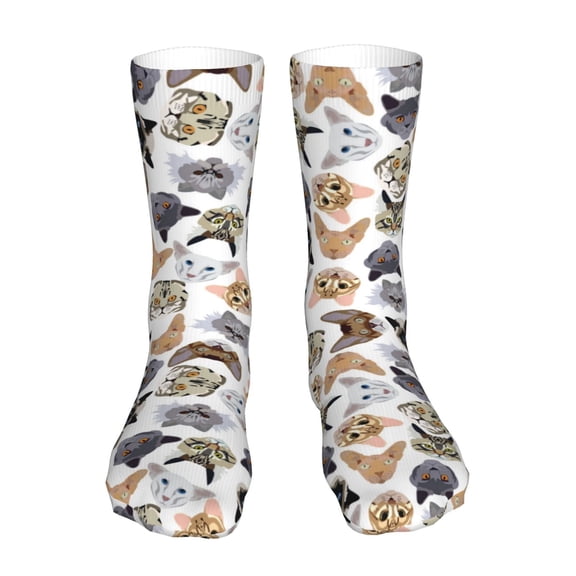 KLL Cute Cats Print Womens Crew Socks Athletic Middle Tube Long Socks Novelty Socks Gifts For Men
