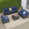 thumbnail image 3 of JORVIMAX Patio Furniture Sets 7 Pieces Outdoor Conversation Set All Weather Modular Sectional Sofa Wicker Rattan Sofa With Blue Cushion, 3 of 7
