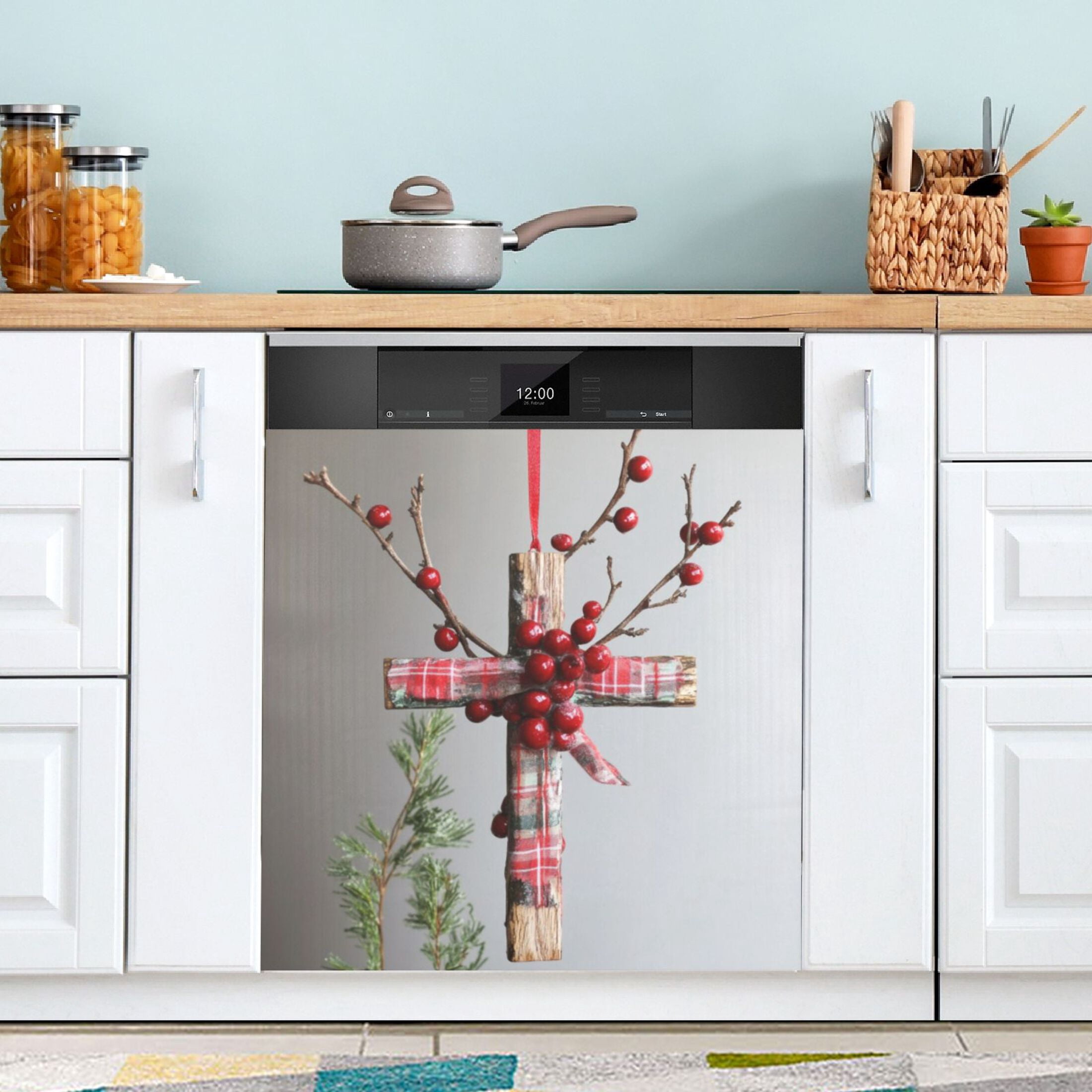 Dishwasher Magnetic Sticker 23x26 Inch Refrigerator Magnetic Sticker Washing Machine Magnetic Sticker Kitchen Panel Magnetic Sticker Home Decor Christmas Decoration Cross