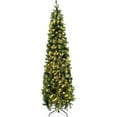 thumbnail image 7 of 6.5ft Pencil Christmas Tree - Pre-lit Fir Hinged Slim Corner Xmas Tree Holiday Decoration with 250 Incandescent Warm White Lights & 586 Snow Branch Tips, White, 7 of 7