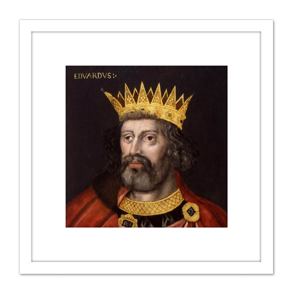 Anonymous Portrait King Edward II England Painting 8X8 Inch Square Wooden Framed Wall Art Print Picture with Mount