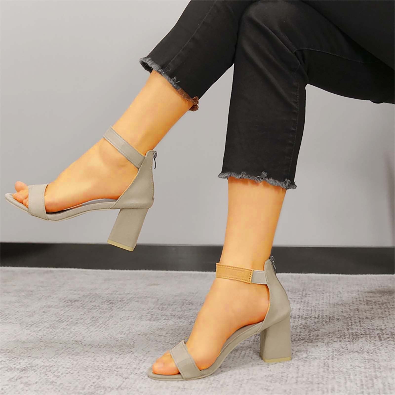 Stylish Pastel Yellow Low Block Heel Sandals | Cinderella Shoes