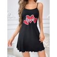 thumbnail image 5 of Plaid Heart & Letter Printed Spaghetti Strap Sleep Dress, 5 of 5