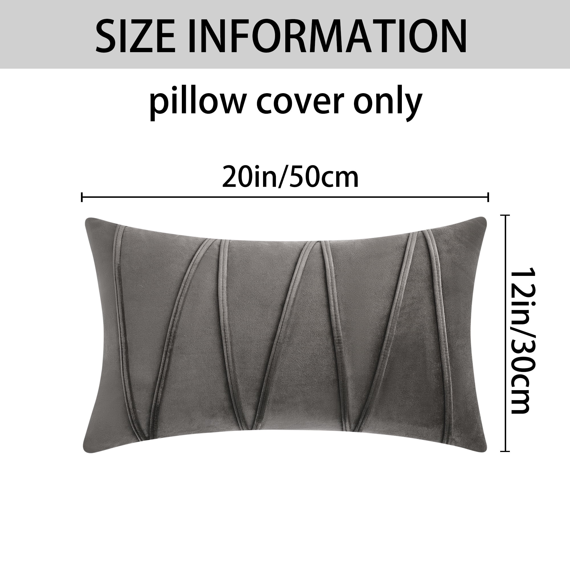 Unique Bargains Velvet Throw Pillow Covers Set of 2 Square Cushion Grey 12" x 20"