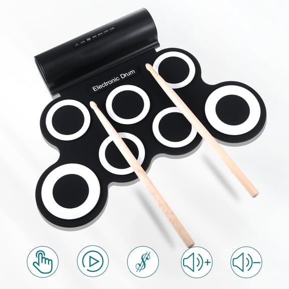 Seitruly Kit de batería electrónica con USB MIDI y juego de almohadillas de práctica con salida de auriculares alimentado por USB Electrónica