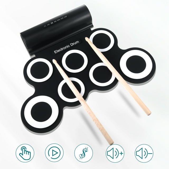 Maytalsory USB MIDI Electronic Drum Kit For Clear Sound And Strong Effect Music Production Silica Gel Practice