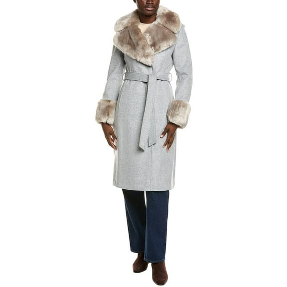 Via Spiga womens Belted Wool-Blend Coat, xs, Grey