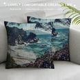 thumbnail image 3 of JEUXUS Pillow Cover Watercolor Oil Painting Scenery Series Decorative Throw Pillow Covers Cushion Case Waist Lumbar Pillow Shams Mountain Tree, Green Black, 3 of 5