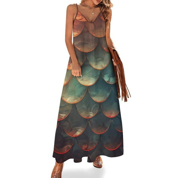 Mermaid Fish Scales Design Sleeveless Dress Woman Fashion Long Dresses Women's Summer Suit Dress 2025