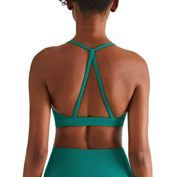 Cathalem Plus Size Sports Bras For Women 3x-5x Criss Cross Back Sexy  Wireless Padded Yoga Bra Cute Workout,Green S 