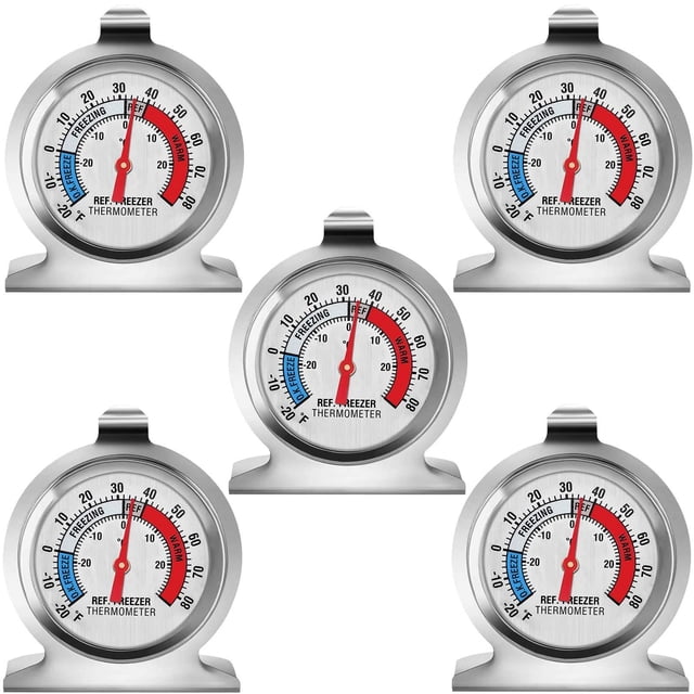 Refrigerator Thermometer, Large Dial Freezer Thermometer,Classic Series Temperature Thermometer for Refrigerator Freezer Fridge Cooler (5Pack)