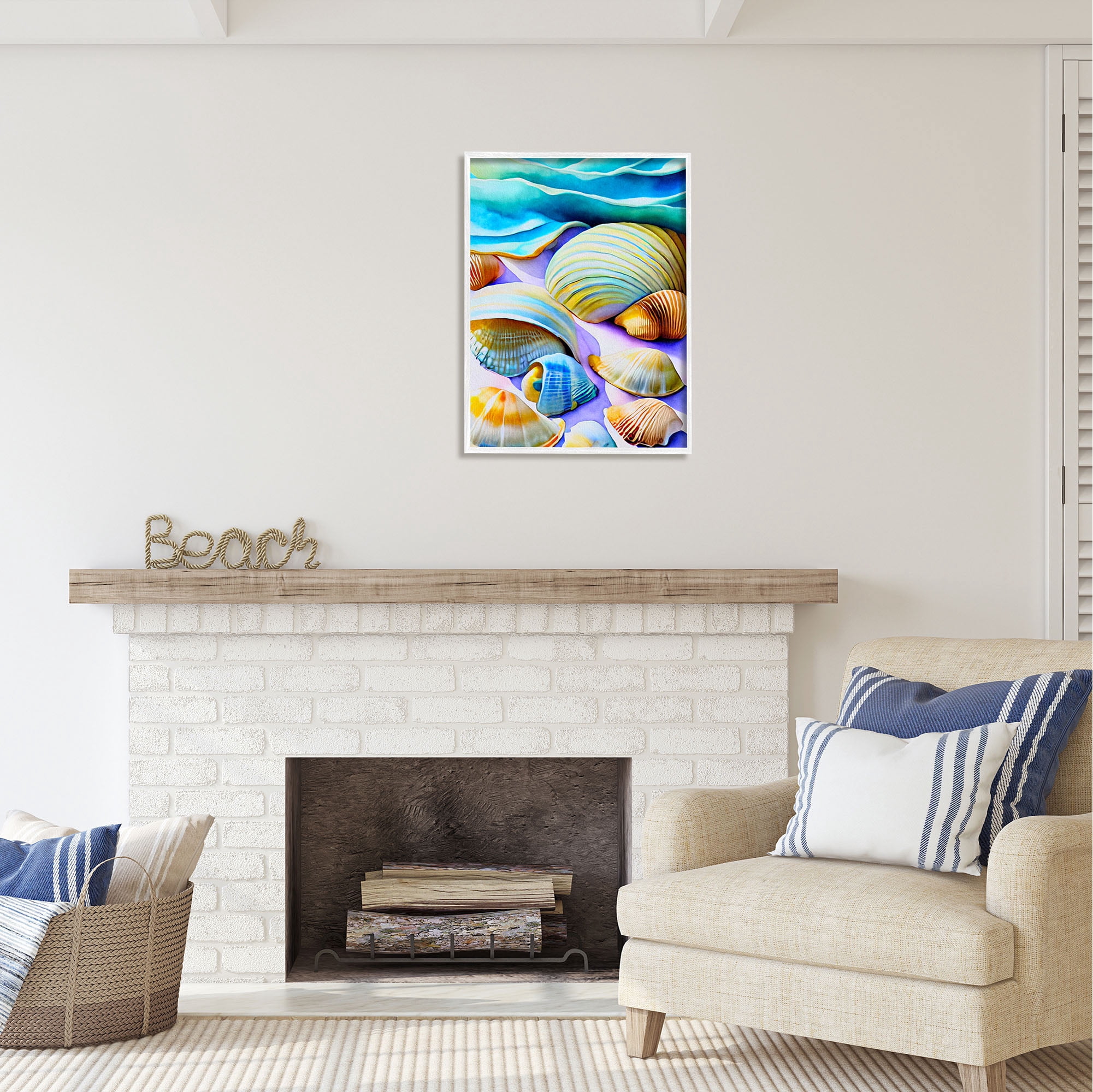 Stupell Industries Vivid Shells Abstraction Nature Painting White Framed Art Print Wall Art, 24 x 30