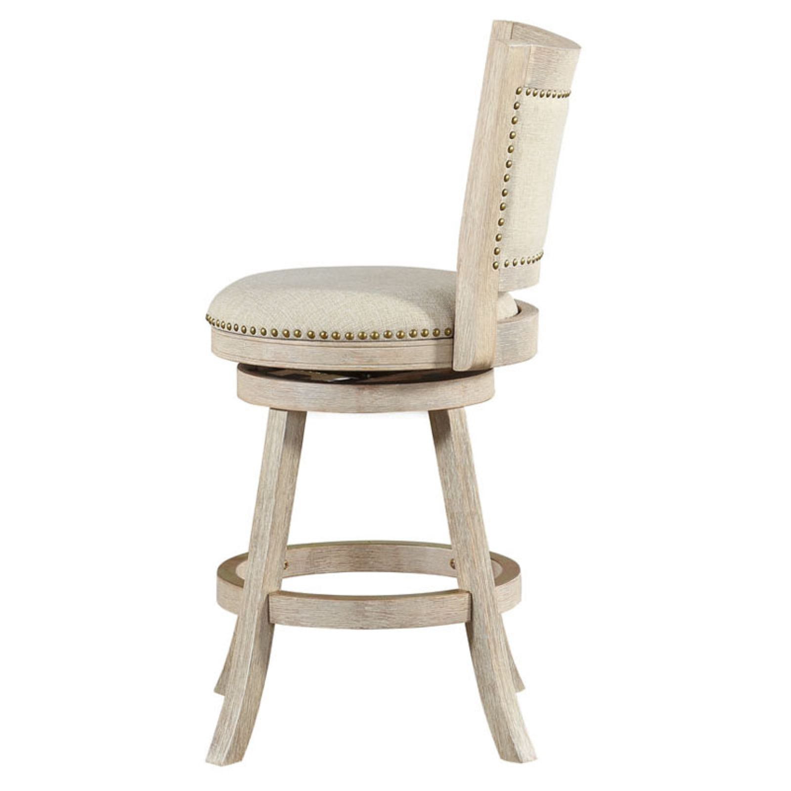 Boraam Melrose 24-Inch Counter Height High Back Swivel Wood Counter Stool, Ivory Wire-Brush Finish