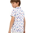thumbnail image 3 of longantii Boys Short Sleeve Polo Shirt Casual School Uniform Shirt Gradient Color Button Down Collared Golf Shirt Comfort Kids Summer Tops Sky Blue 4-5 Years, 3 of 5