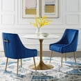 thumbnail image 4 of Modway Discern Pleated Back Upholstered Performance Velvet Dining Chair Set of 2 in Navy, 4 of 6