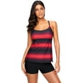 thumbnail image 1 of Top tankini con estampado de bloque de color cruzado en la espalda para mujer con traje de baño Boyshorts (M-XXXL) Xemadio WRMH-1208-4, 1 of 5