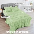 thumbnail image 3 of Hannah Linen Paisley California King Sheet Set, 4 PC Soft Microfiber Wrinkle Free Sheets - Luxurious Printed Bed Sheets Includes Flat Sheet, Fitted Sheet with Deep Pockets, & 2 Pillowcases - Sage, 3 of 5