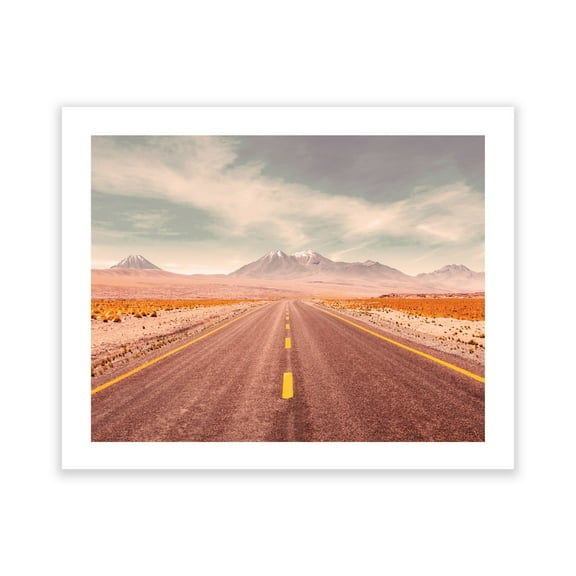 Wall Art Prints - Unframed HD Printed Travel Picture Poster Decorations for Home Decor Living Dining Bedroom Bathroom College Dorm Room by Humble Chic NY, Endless Highway, Sepia, Brown, Orange, Pink,