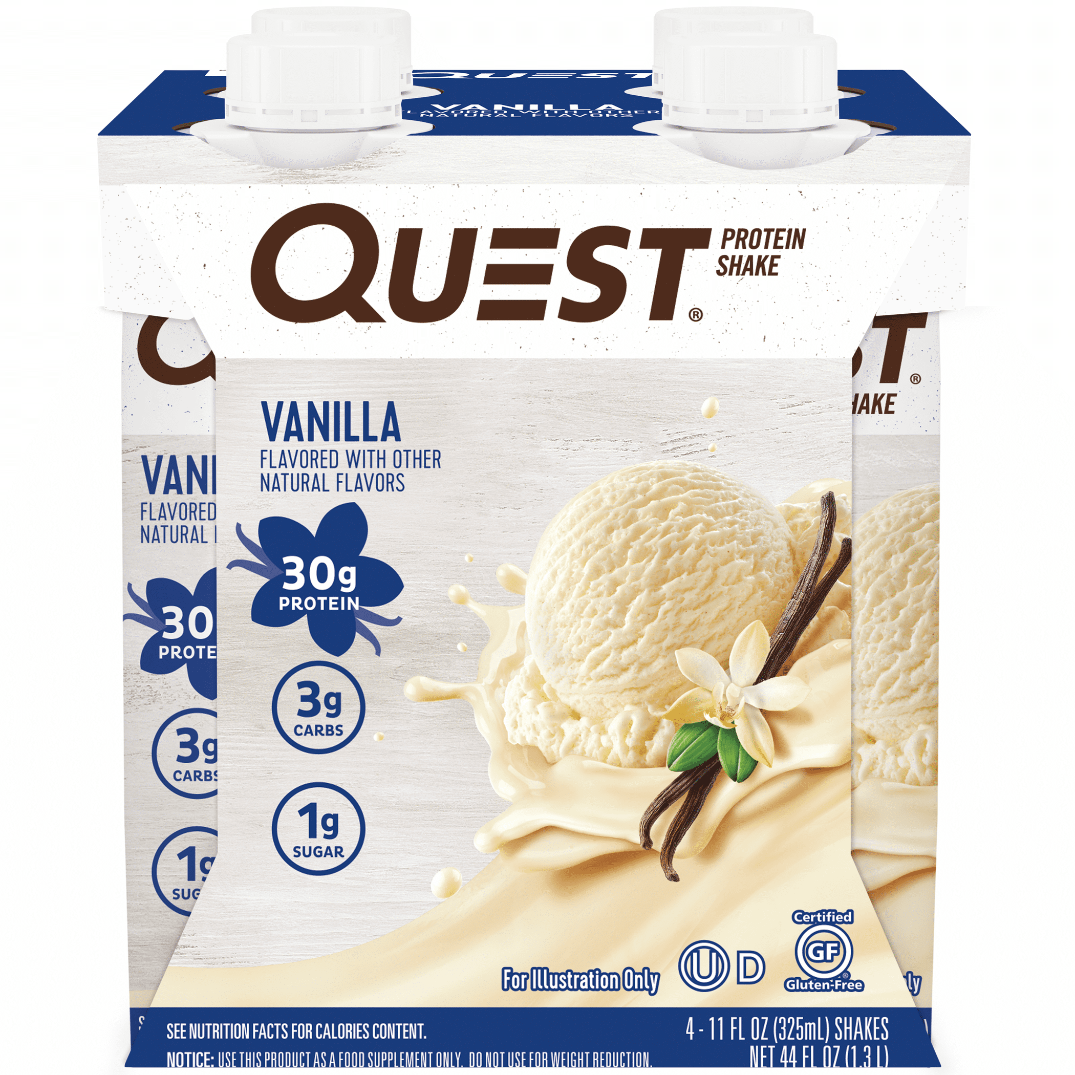Quest Nutrition Protein Shake, 30g Protein, Low Carb, Vanilla, 4 Count