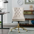 thumbnail image 2 of Modern Accent Chair, SYNGAR Velvet Velvet Vanity Chair, Swivel Office Chair with Height Adjustable, Button-tufted Upholstered Task Chair with Ergonomic Backrest, for Home, Office, Study, Beige, D5790, 2 of 10